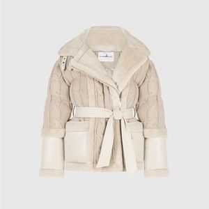 Manière De Voir Cableknit Puffer Jacket With Belt